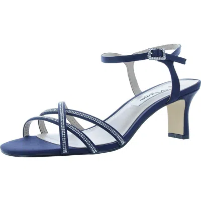 Nina Womens Rhinestone Man Made Ankle Strap In Blue