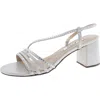 Nina Womens Rhinestone Leather Strappy Sandals In Silver