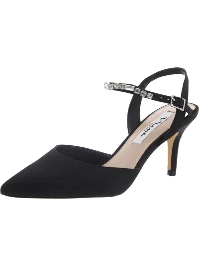Nina Womens Satin Dressy Slingback Heels In Black