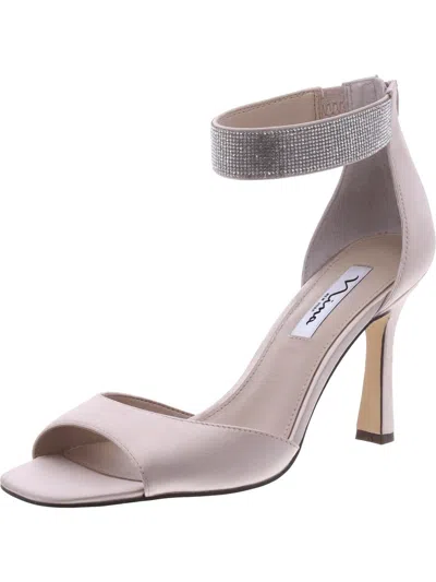Nina Womens Satin Embellished Ankle Strap In Gold