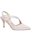 Nina Womens Slip On Pointed Toe Kitten Heels In White