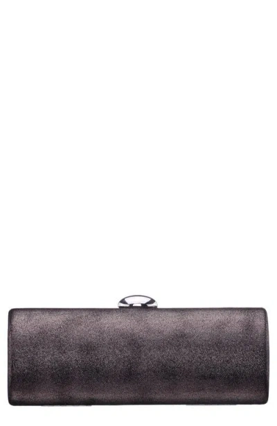 Nina Xandra Metallic Faux Leather Frame Clutch In Gray