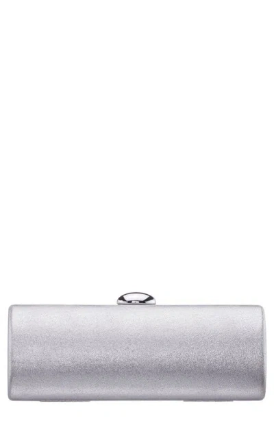 Nina Xandra Metallic Faux Leather Frame Clutch In Silver