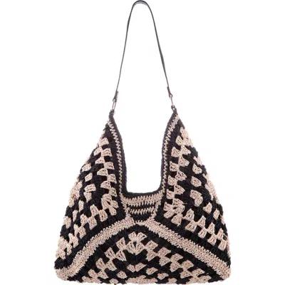 Nina Zeneya Woven Shoulder Bag In Black-natural