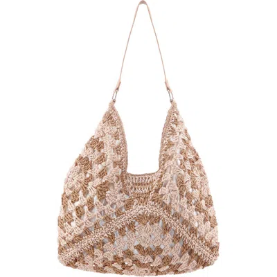 Nina Zeneya Woven Shoulder Bag In Tan-natural