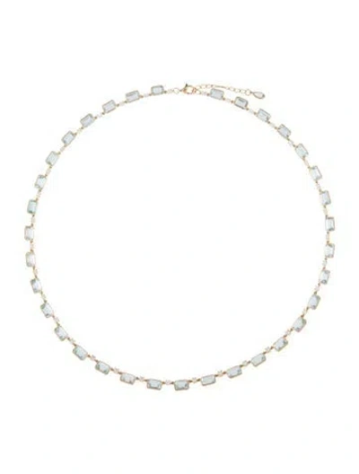 Pre-owned Nina Zhou 14k 18.06ct Aquamarine & Lab Grown Diamond Collar Necklace, 17.75" In Multi