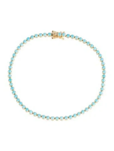 Pre-owned Nina Zhou 14k 2.00ct Turquoise Tennis Bracelet, 7.25" In Multi