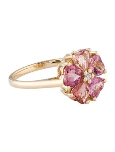 Pre-owned Nina Zhou 14k 2.00ctw Tourmaline & Diamond Cherry Blossom Cocktail Ring In Multi