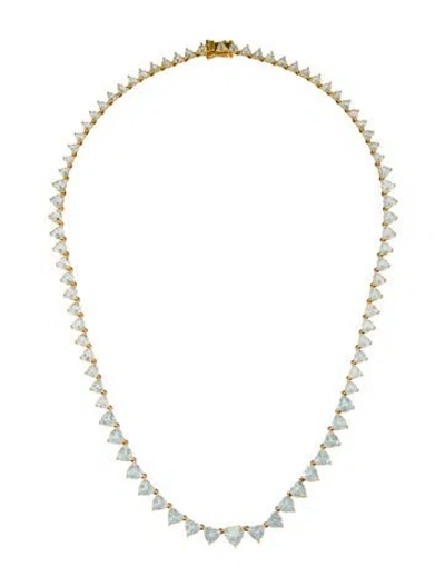 Pre-owned Nina Zhou 14k 20.34ctw Aquamarine Heart Tennis Necklace, 16" In Multi