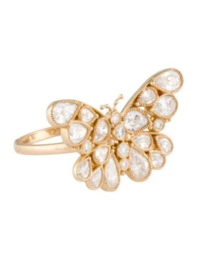 Pre-owned Nina Zhou 14k 2.60ctw Lab-grown Diamond Butterfly Cocktail Ring In Multi