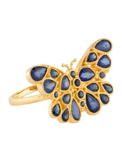 Pre-owned Nina Zhou 14k 2.80ct Sapphire Butterfly Cocktail Ring In Multi