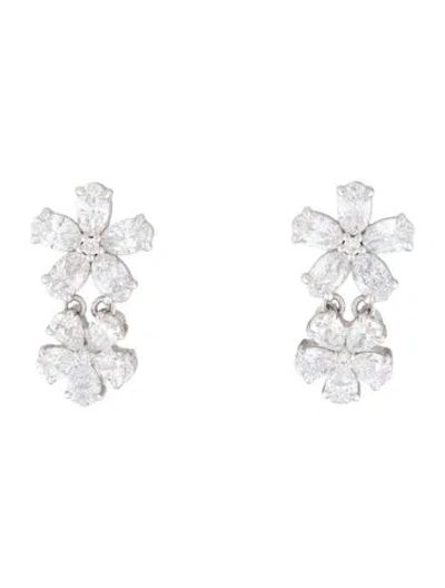 Pre-owned Nina Zhou 14k 3.20ctw Lab-grown Diamond Double Blossom Earrings In Multi