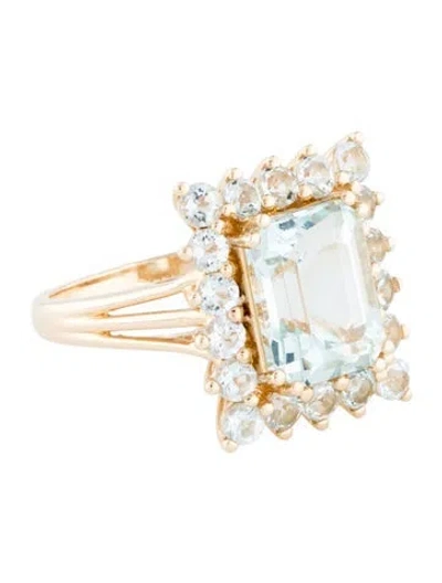 Pre-owned Nina Zhou 14k 3.66ct Aquamarine Cocktail Ring In Multi