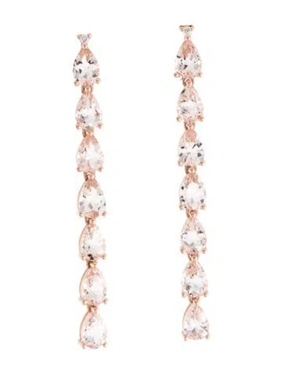 Pre-owned Nina Zhou 14k 4.32ctw Morganite & Diamond Line Drop Earrings In Multi