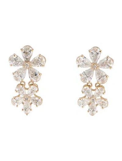 Pre-owned Nina Zhou 14k 5.00ctw Lab-grown Diamond Blossom Drop Earrings In Multi