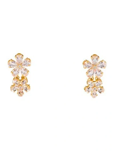 Pre-owned Nina Zhou 14k 5.80ctw Morganite & Diamond Blossom Drop Earrings In Multi