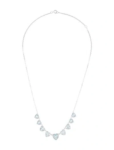 Pre-owned Nina Zhou 14k Harmony Aquamarine Graduated Heart Necklace, 18" In Multi