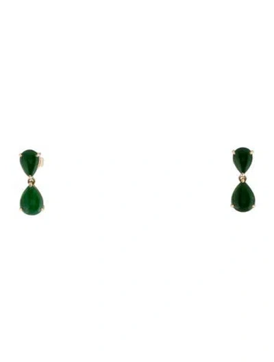 Pre-owned Nina Zhou 14k Jadeite Drop Earrings In Multi