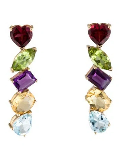Pre-owned Nina Zhou 14k Multistone Drop Earirngs