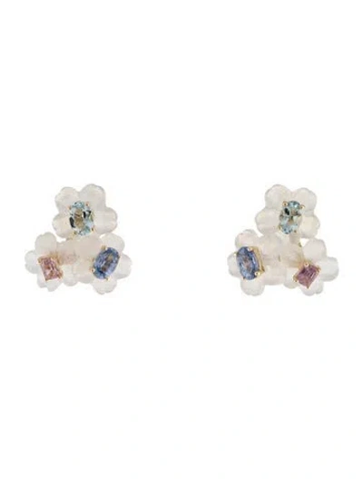 Pre-owned Nina Zhou 14k Multistone Stud Earrings