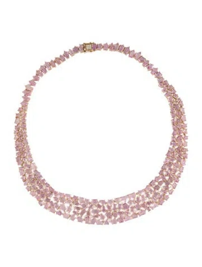 Pre-owned Nina Zhou 14k Sapphire & Diamond Collar Necklace, 17" In Multi