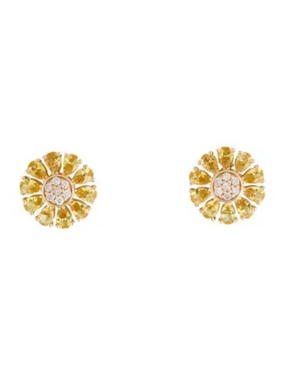 Pre-owned Nina Zhou 14k Sapphire & Diamond Daisy Birth Flower Earring In Multi