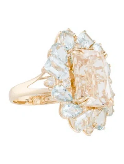 Pre-owned Nina Zhou 14k Scapolite & Aquamarine Cocktail Ring In Multi