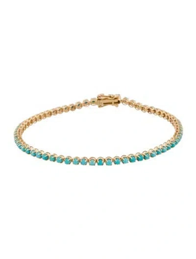 Pre-owned Nina Zhou 14k Turquoise Tennis Bracelet, 7" In Multi