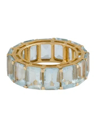 Pre-owned Nina Zhou 18k 12.23ctw Aquamarine Emma Eternity Band In Multi
