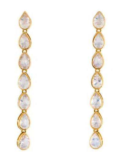 Pre-owned Nina Zhou 18k 5.50ctw Moonstone Drop Earrings In Multi