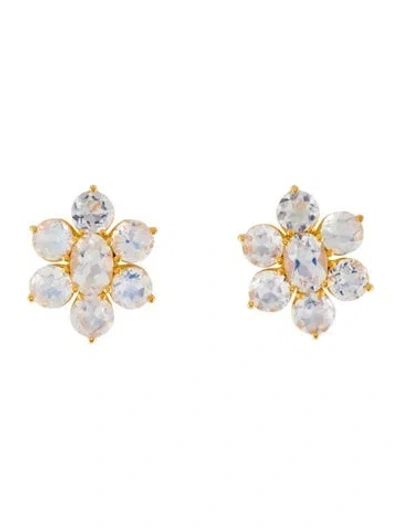 Pre-owned Nina Zhou 18k 5.64ctw Moonstone Cluster Earrings In Multi