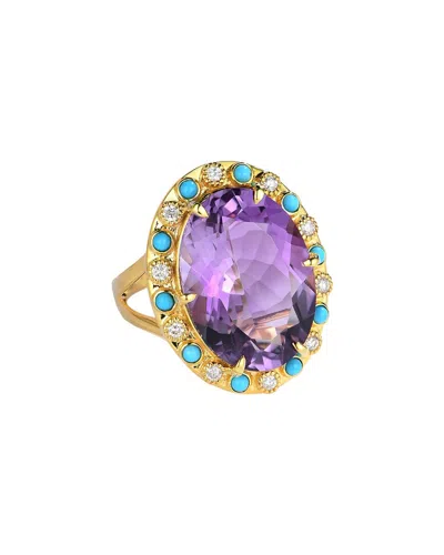 Nina Zhou Jewelry 14k 10.42 Ct. Tw. Diamond & Gemstone Cocktail Ring In Purple