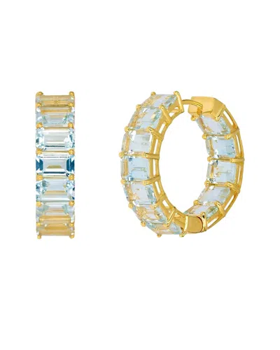 Nina Zhou Jewelry 14k 19.90 Ct. Tw. Aquamarine Hoop Earrings In Gold