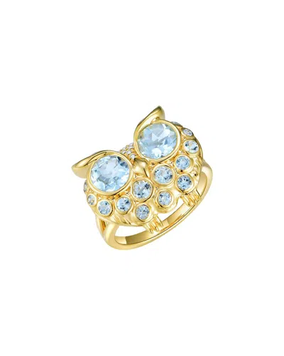 Nina Zhou Jewelry 14k 2.13 Ct. Tw. Diamond & Aquamarine Cocktail Ring In Gold