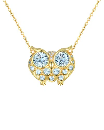 Nina Zhou Jewelry 14k 2.13 Ct. Tw. Diamond & Aquamarine Pendant Necklace In Gold