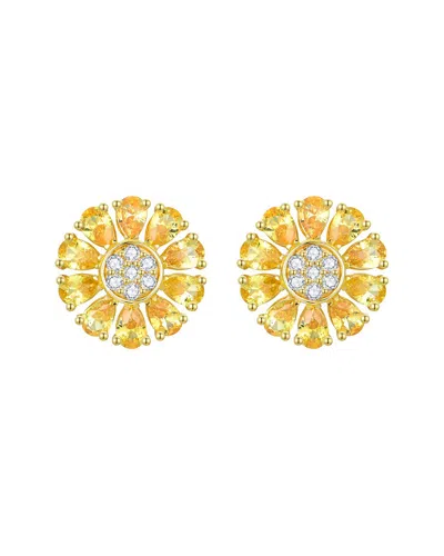 Nina Zhou Jewelry 14k 2.67 Ct. Tw. Diamond & Yellow Sapphire Stud Earrings In Gold