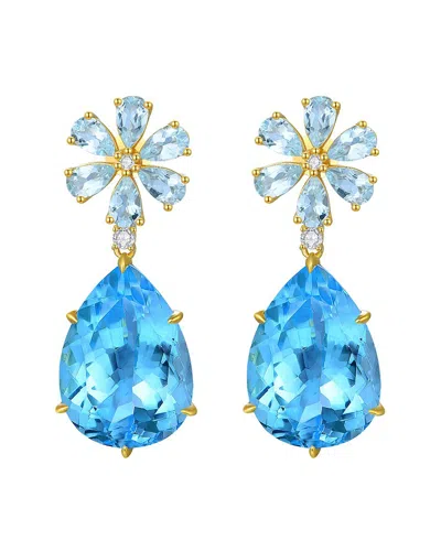 Nina Zhou Jewelry 14k 26.86 Ct. Tw. Diamond & Gemstone Drop Earrings In Blue