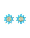 Nina Zhou Jewelry 14k 2.77 Ct. Tw. Diamond & Turquoise Stud Earrings In Blue