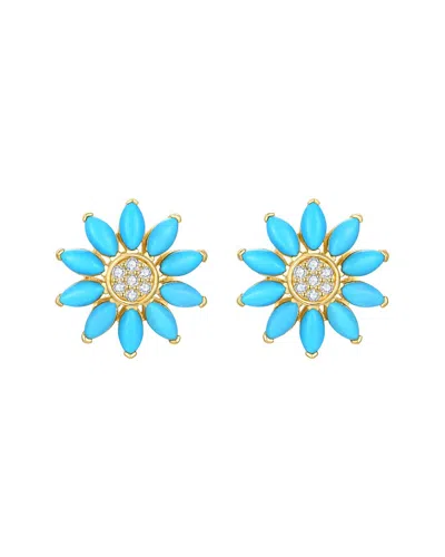 NINA ZHOU JEWELRY NINA ZHOU JEWELRY 14K 2.77 CT. TW. DIAMOND & TURQUOISE STUD EARRINGS