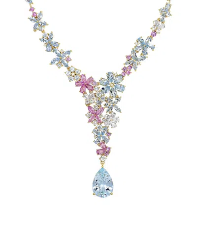 Nina Zhou Jewelry 14k 28.50 Ct. Tw. Gemstone Statement Necklace In Multi