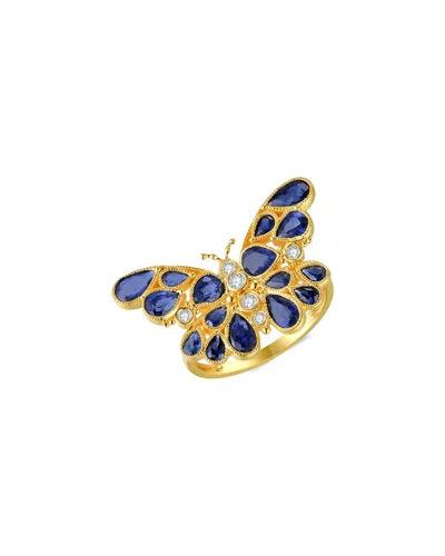 Nina Zhou Jewelry 14k 2.90 Ct. Tw. Blue Sapphire Cocktail Ring In Gold