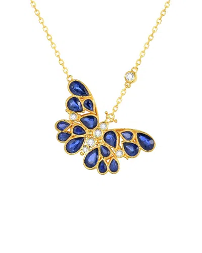Nina Zhou Jewelry 14k 2.90 Ct. Tw. Blue Sapphire Pendant Necklace In Gold