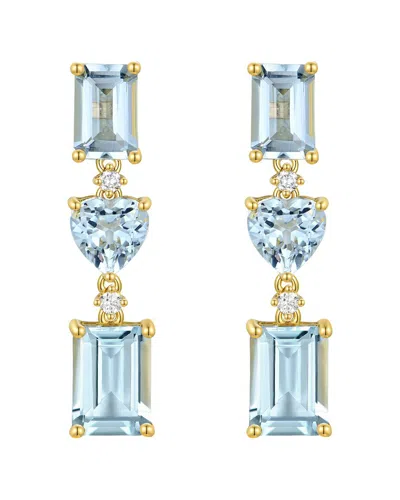 Nina Zhou Jewelry 14k 3.26 Ct. Tw. Diamond & Aquamarine Drop Earrings In Blue