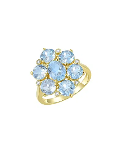 Nina Zhou Jewelry 14k 3.26 Ct. Tw. Diamond & Opal Cocktail Ring In Blue