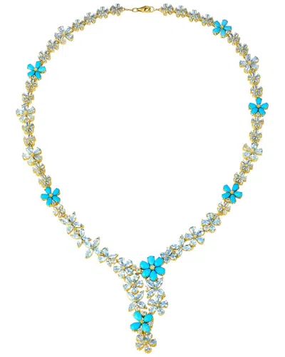 Nina Zhou Jewelry 14k 33.75 Ct. Tw. Diamond & Gemstone Necklace In Blue