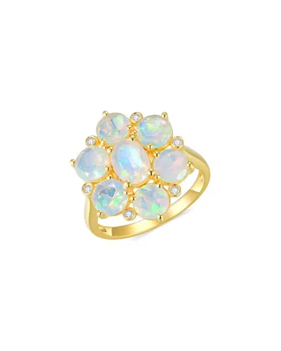 Nina Zhou Jewelry 14k 3.56 Ct. Tw. Diamond & Aquamarine Cocktail Ring In Gold
