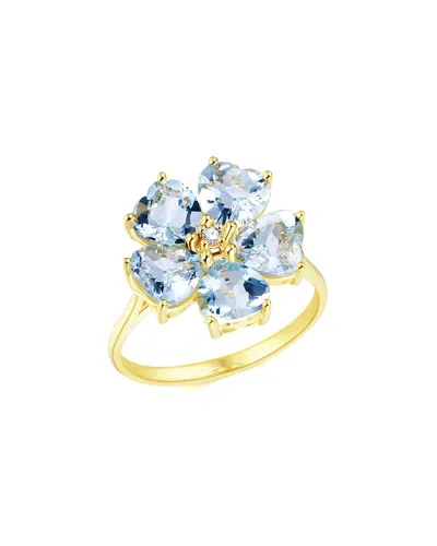 Nina Zhou Jewelry 14k 4.03 Ct. Tw. Diamond & Aquamarine Cocktail Ring In Blue
