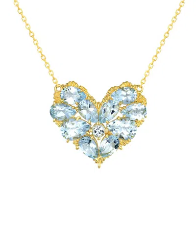 Nina Zhou Jewelry 14k 4.20 Ct. Tw. Aquamarine Pendant Necklace In Blue