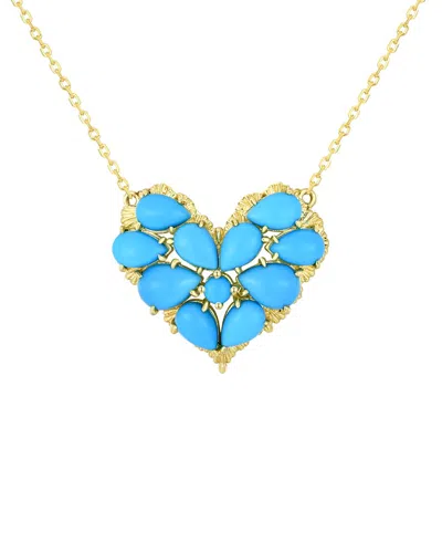 Nina Zhou Jewelry 14k 4.40 Ct. Tw. Turquoise Pendent Necklace In Blue