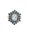 Nina Zhou Jewelry 14k 4.46 Ct. Tw. Diamond & Gemstone Cocktail Ring In Blue